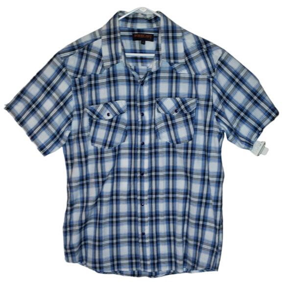 Fourcast Men’s L Plaid Pearl Snap Western Shirt Y2K Vintage Cowboy Style - Picture 1 of 9
